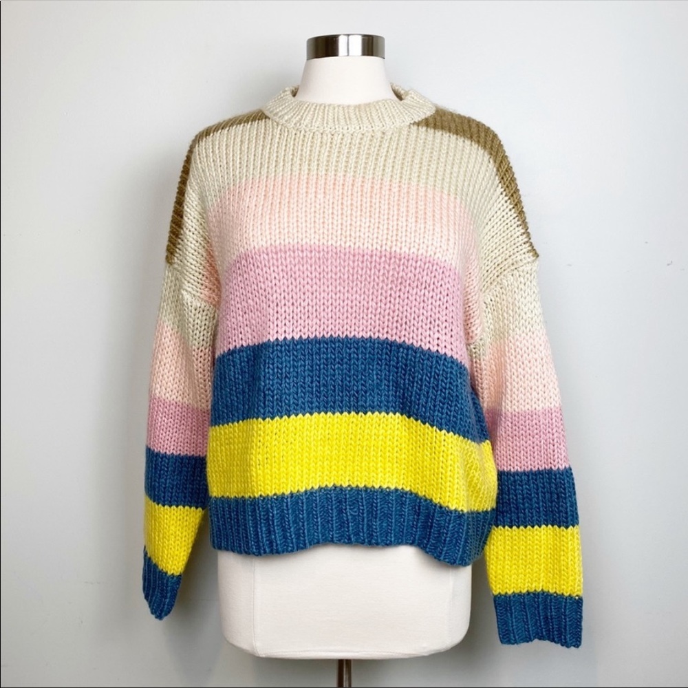 Peach Love California Chunky Knit Striped Sweater Small
